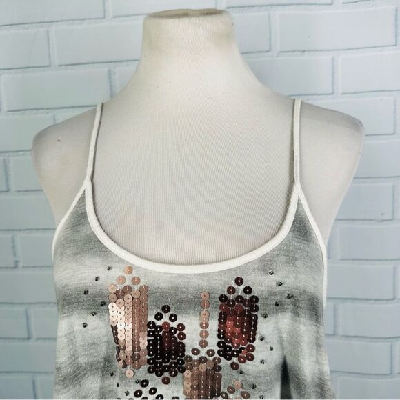 10/$25🦋 Decree Gray & Bronze Sequin Cropped Camisole - Size Medium - Picture 2 of 10